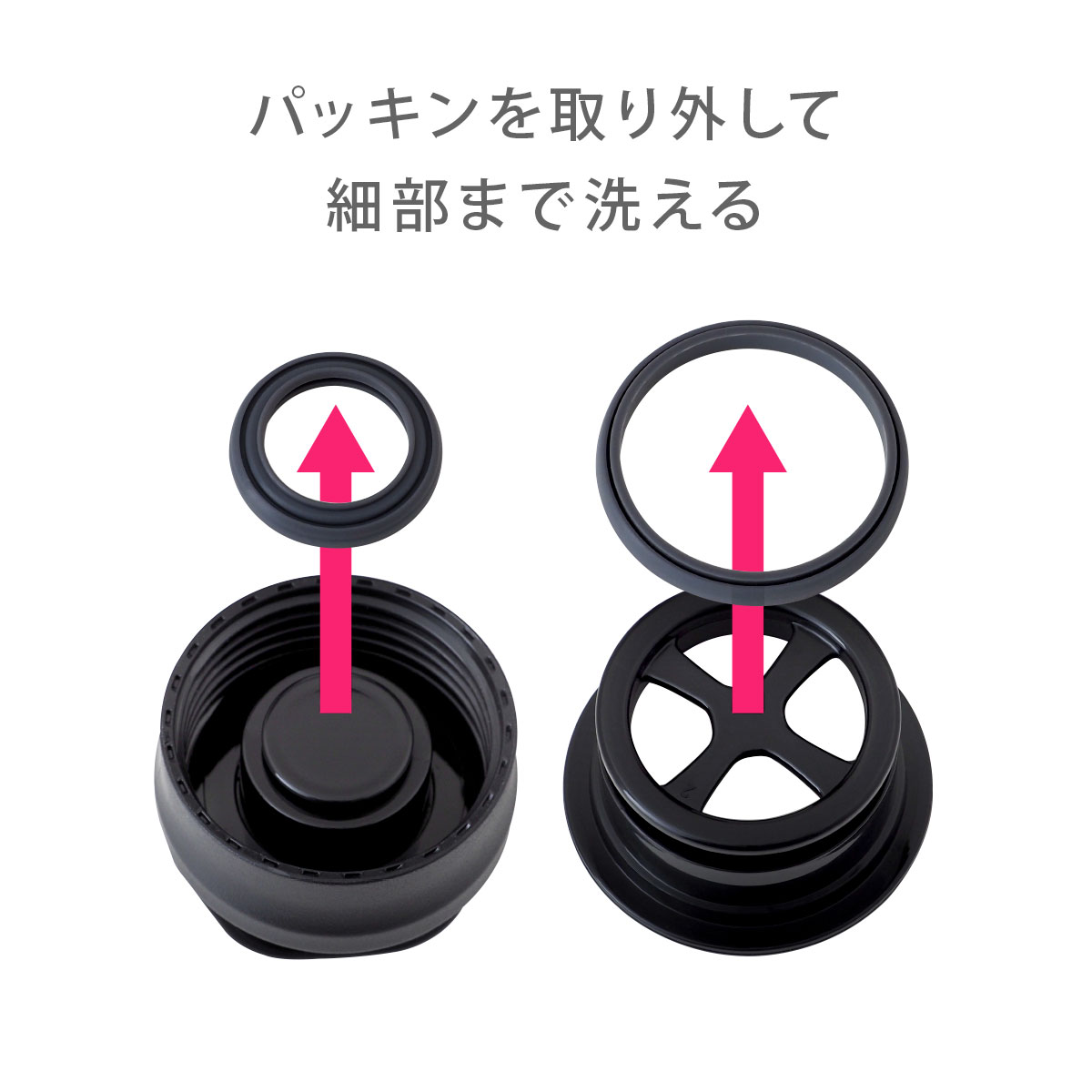 AIRLISTSPORTS（エアリストスポーツ）超軽量ステンレスボトル用 ふた一式 ガンメタ ARSP-GM