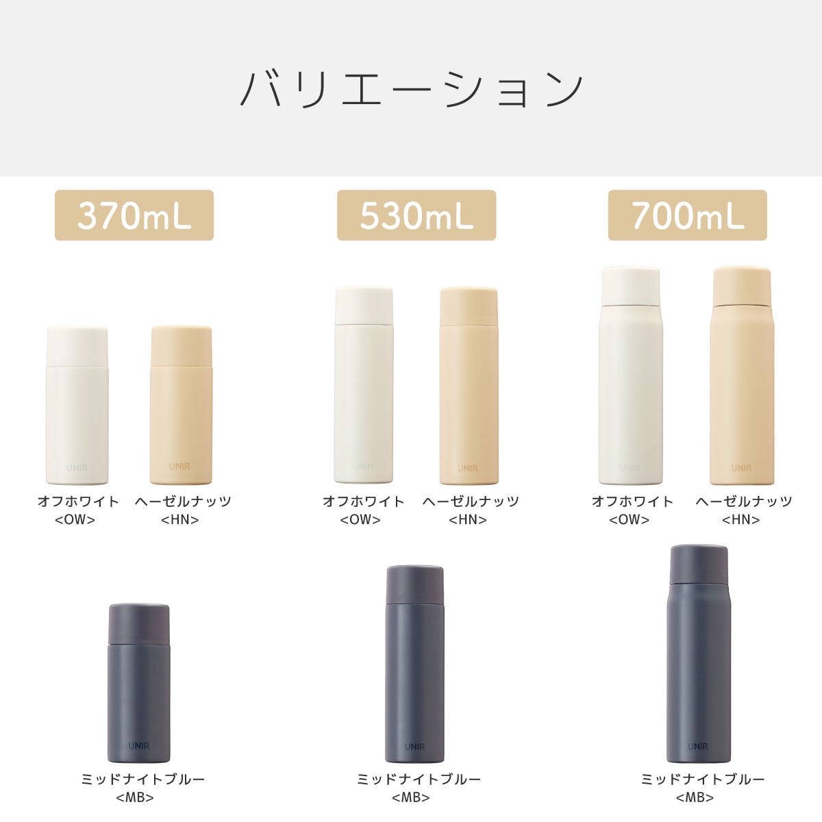 UNIR (ユニール) 洗いやすい シームレスボトル パッキン一体型 700ml