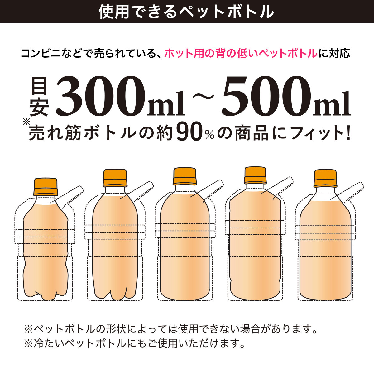 ケース販売 BOTTLE in BOTTLE（ボトルインボトル）ペットボトルホルダー 保温用 Fタイプ 持ち手付き ブラック ABIB-FBK12P