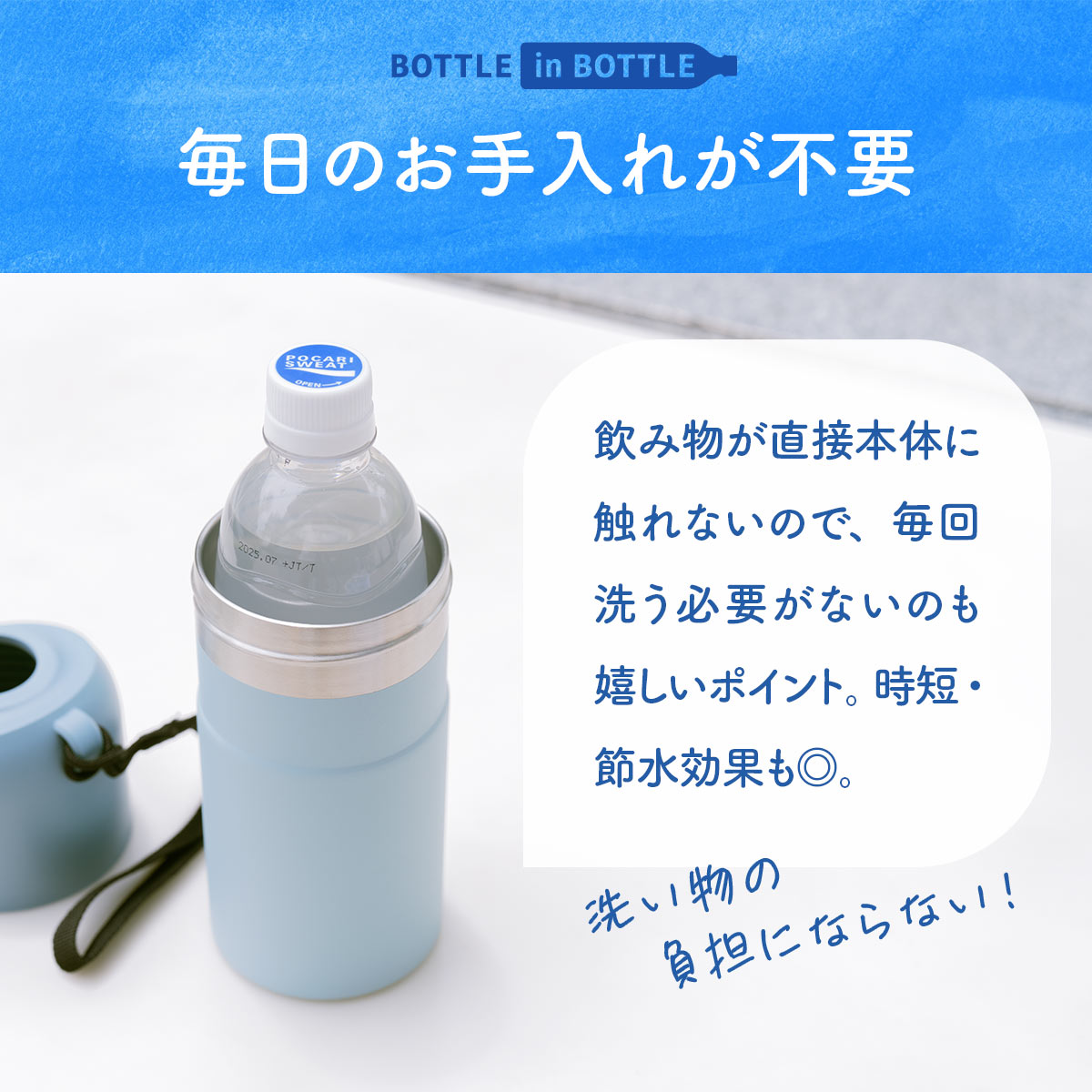 ケース販売 BOTTLE in BOTTLE（ボトルインボトル）12個セット 24個セット ペットボトルホルダー  Aタイプ Bタイプ ストラップ付き ABIB-A/B-CASE