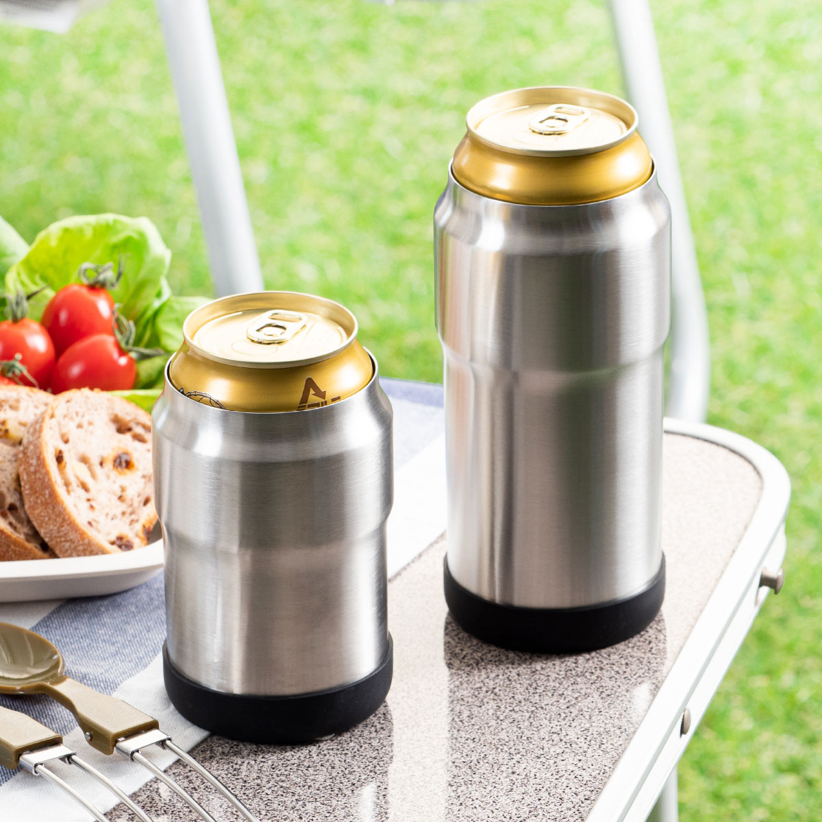 WENS(ウェンズ)保冷缶ホルダー 350ml・500ml缶用2個セット シルバー AWCH-350-500SVset