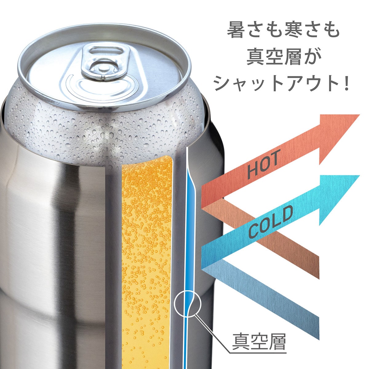 WENS(ウェンズ)保冷缶ホルダー 350ml・500ml缶用2個セット シルバー AWCH-350-500SVset