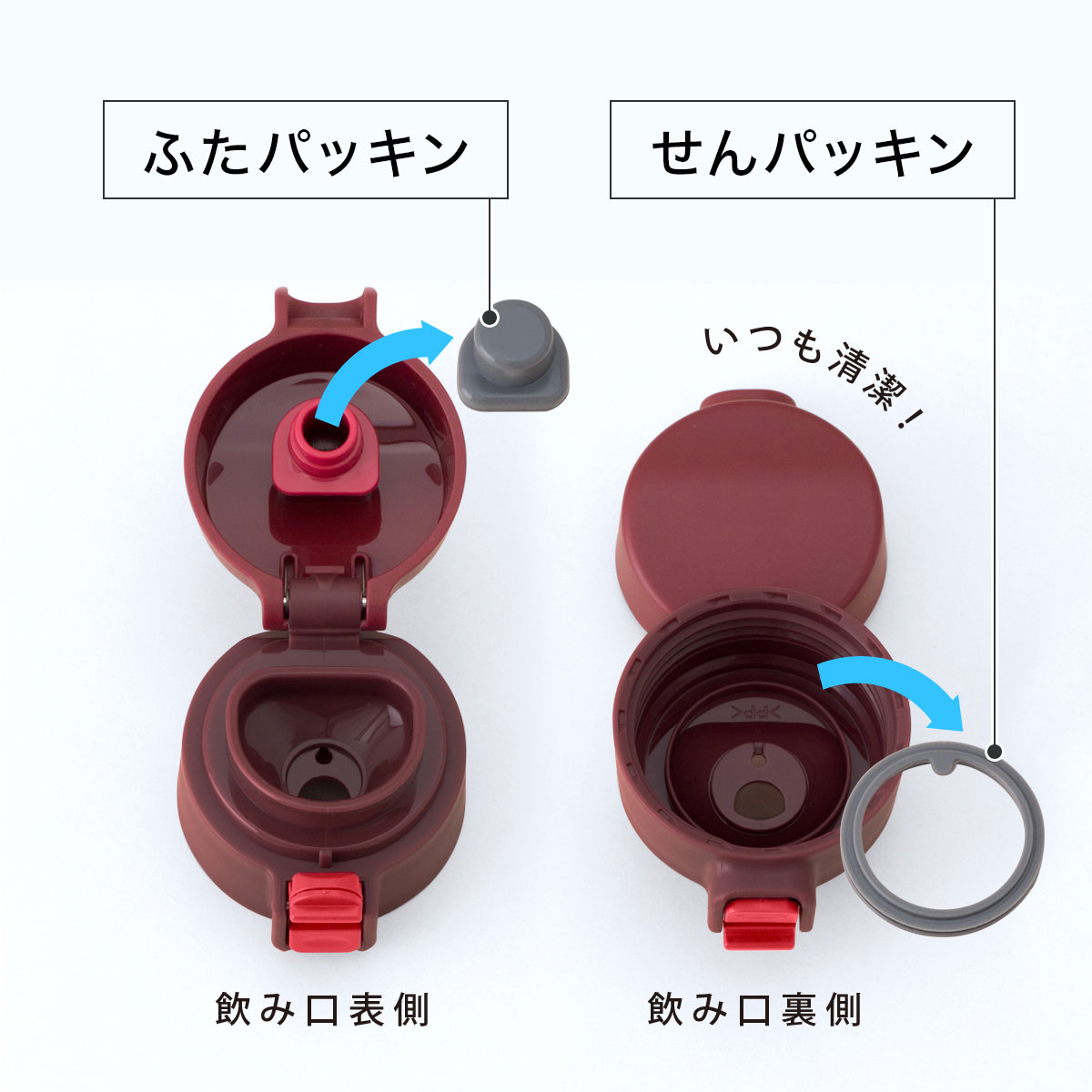 Airlist(エアリスト)超軽量ワンタッチボトル用ふた一式 350〜500ml対応 レッド ARW-RD