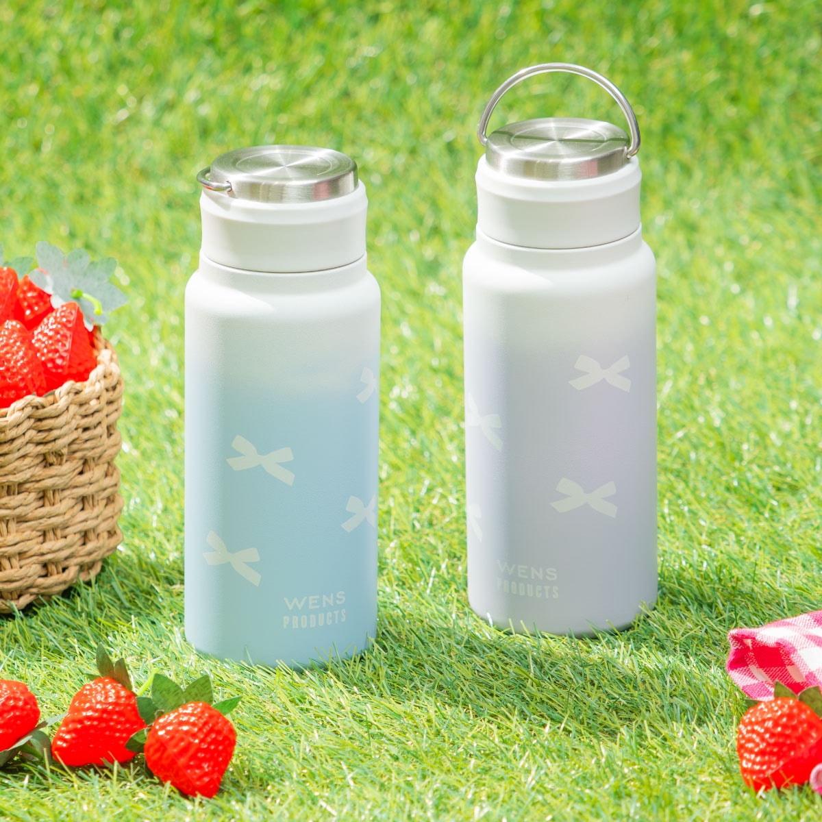 コピーWENS(ウェンズ)ステンレスハンドル付きシームレススクリューボトル 530mL ピンク、ブルー AWSL-シリーズ