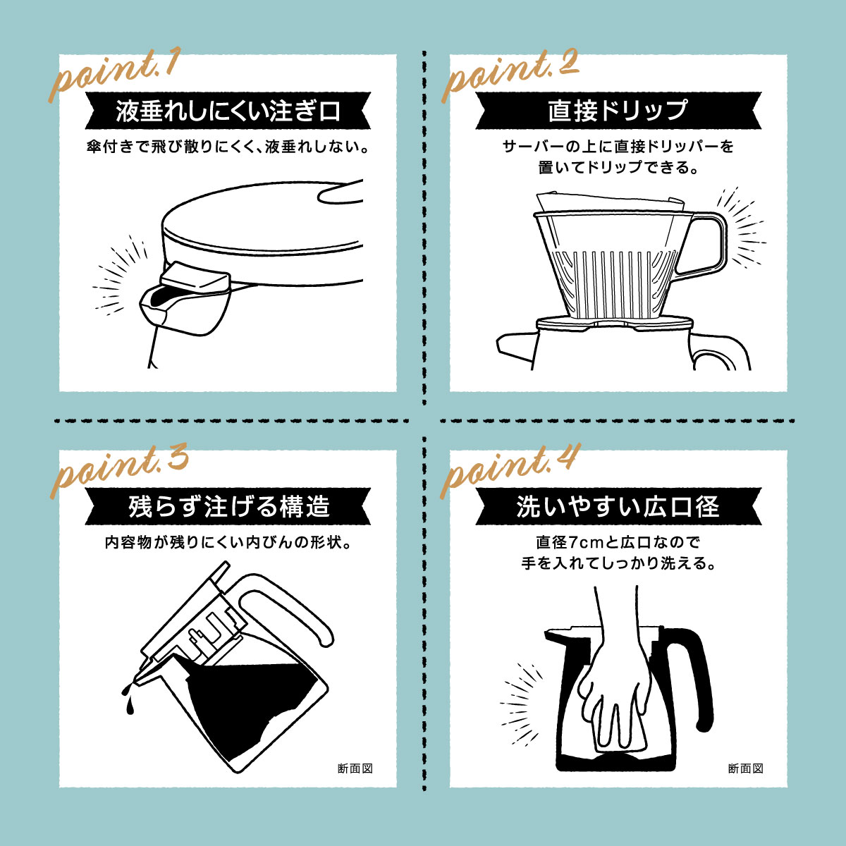 CafeLink(カフェリンク)コーヒーサーバー 650mL 800mL バニラ アッシュ ACS-03