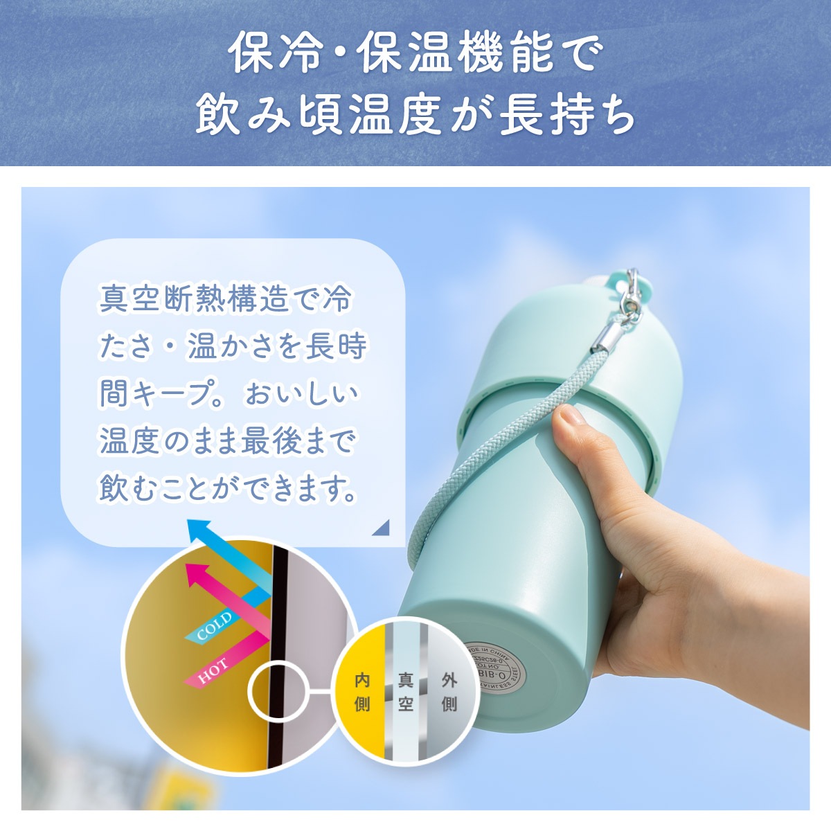 BOTTLE in BOTTLE（ボトルインボトル） ペットボトルホルダー Oタイプ ストラップ付き ABIB-Oシリーズ