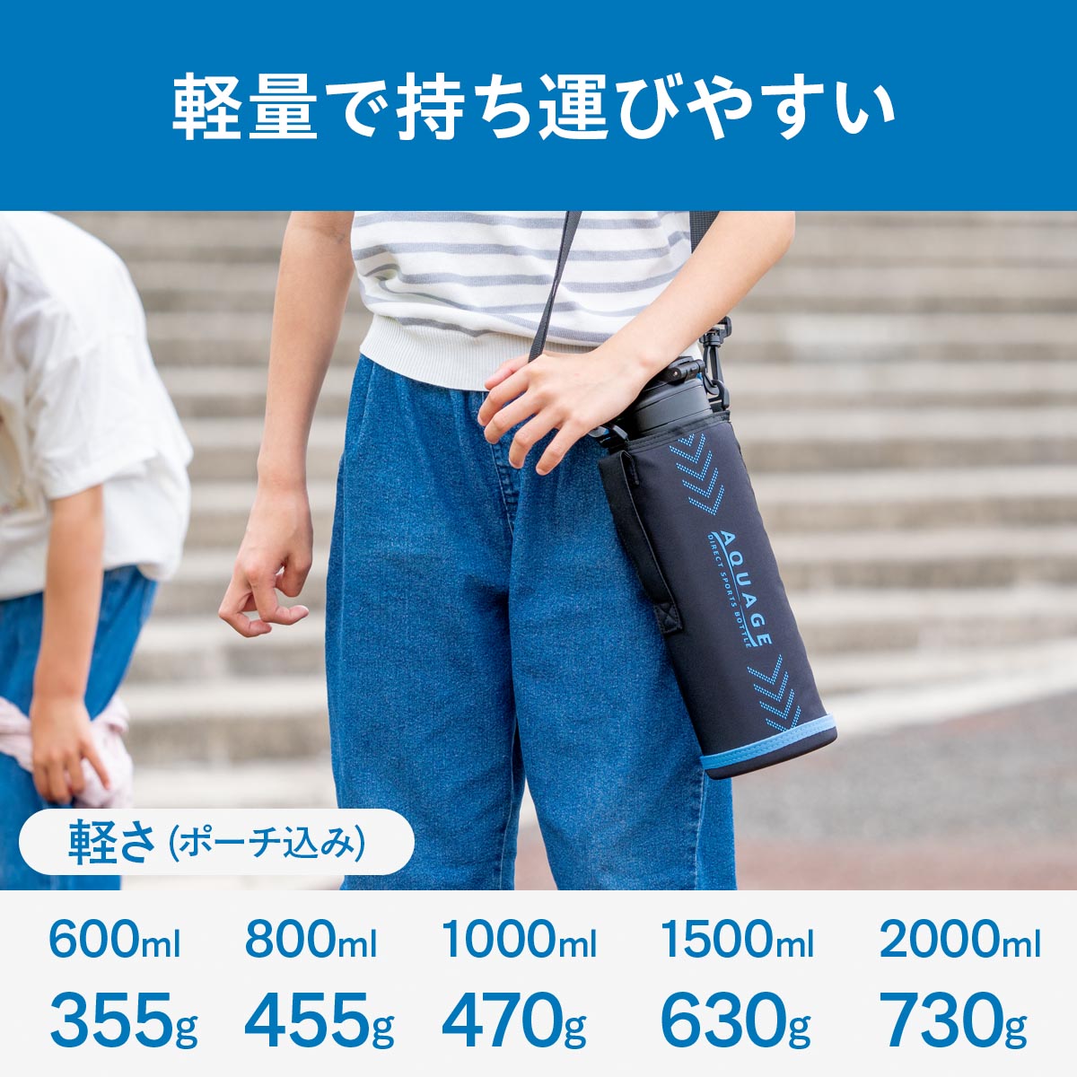 AQUAGE（アクアージュ）ダイレクトスポーツボトル 600mL 800mL 1000mL 1500mL 2000mL ADBT-S03シリーズ