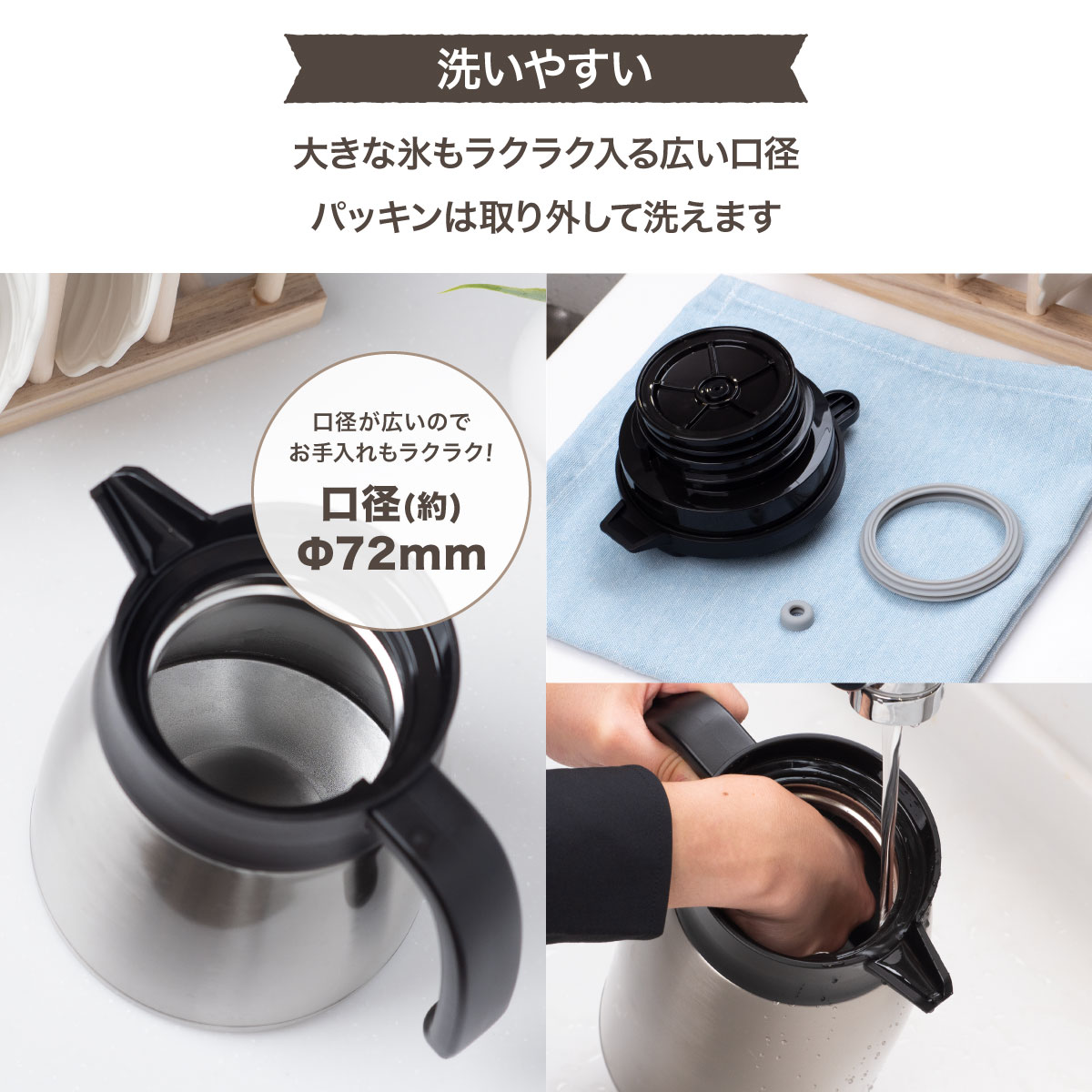 VARIUS（バリウス）超軽量コンパクトステンレスポット 2.1L 大容量 シルバー AVTP-2100SV