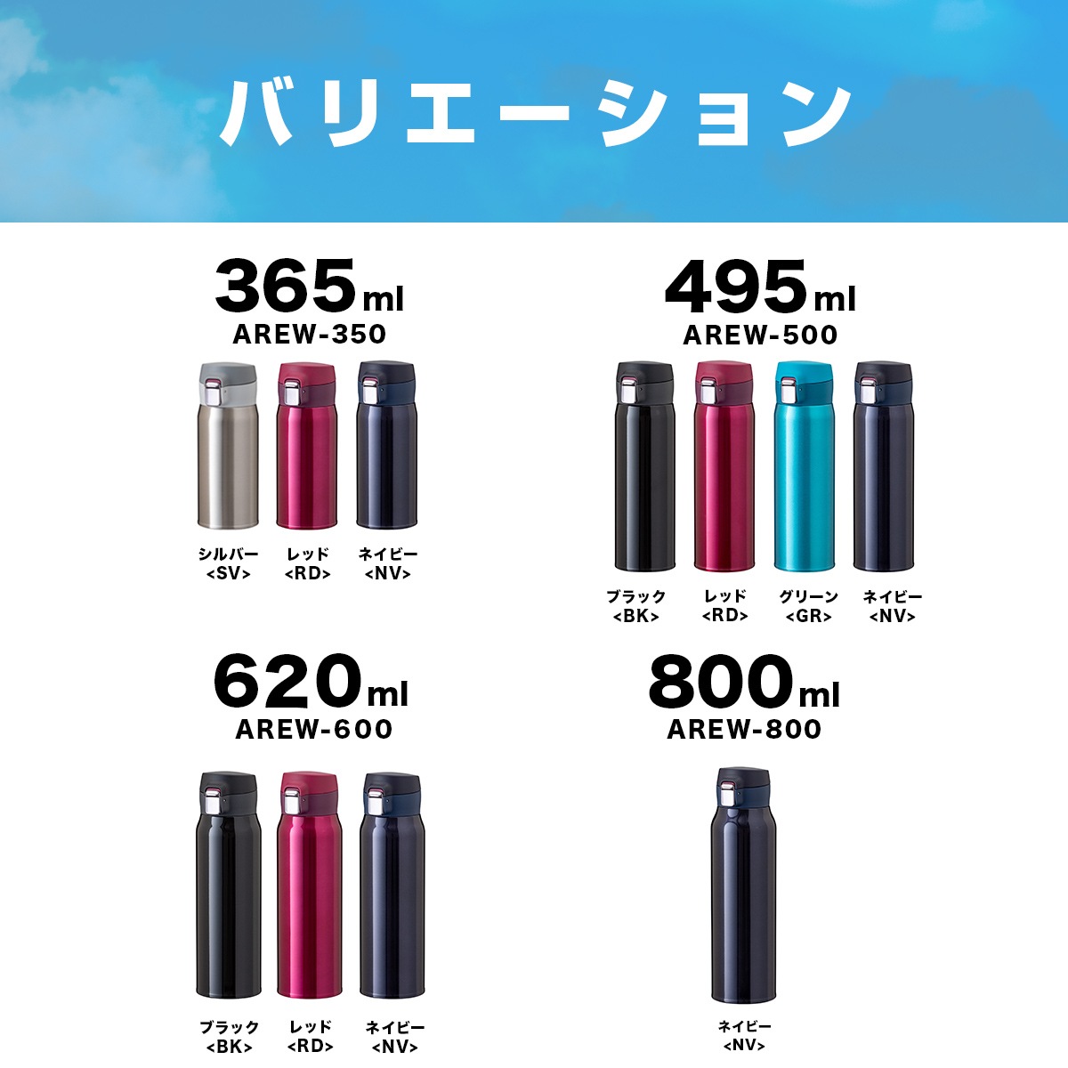 Airlist（エアリスト）分解できる 超軽量ワンタッチボトル 495ml ブラック AREW-500BK