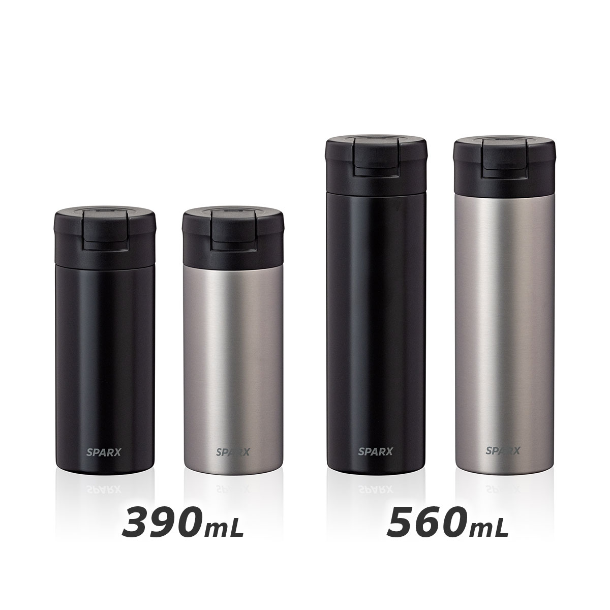 SPARX（スパークス）真空断熱炭酸用ボトル 390ml シルバーマット ASOC-390SMT