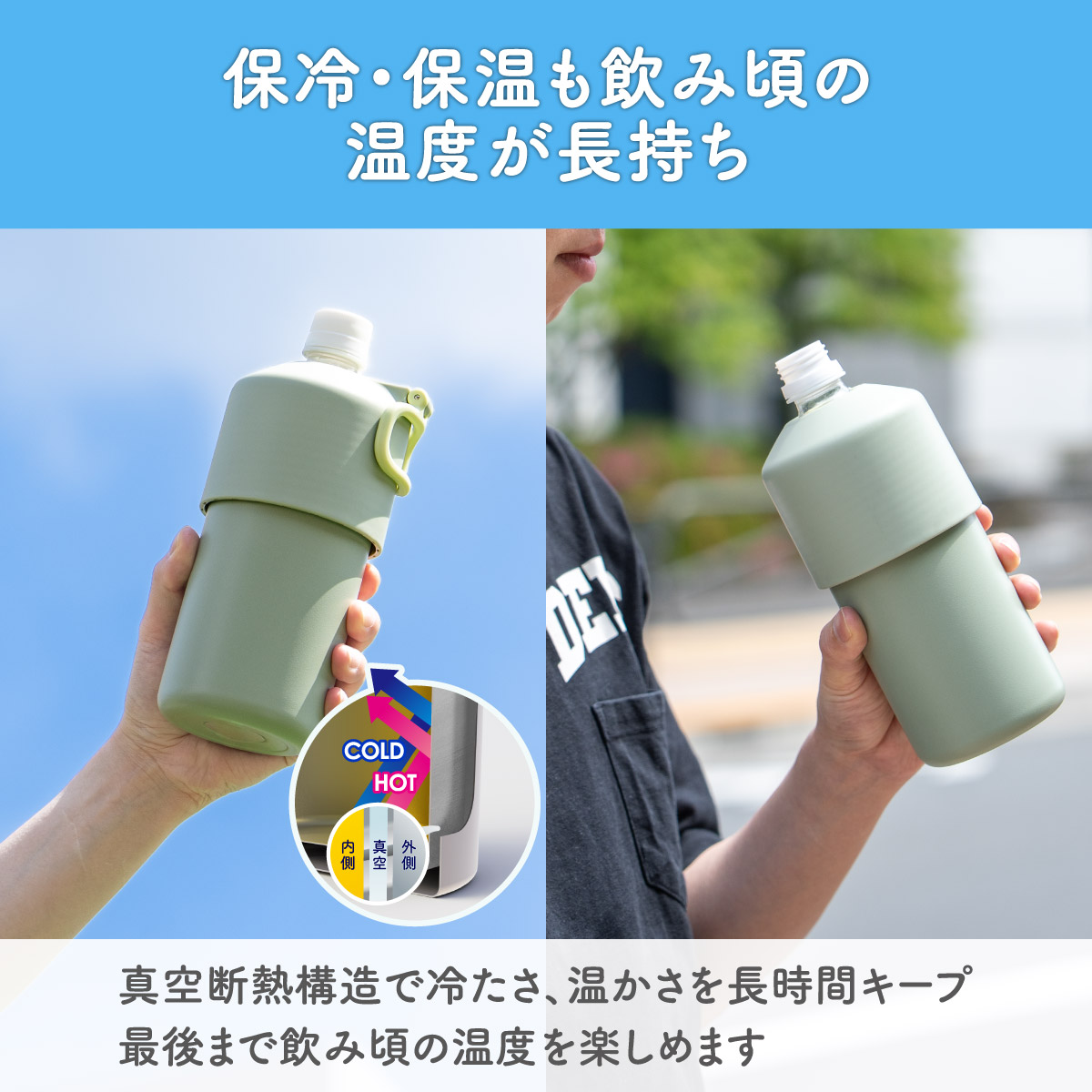 BOTTLE in BOTTLE(ボトルインボトル) ペットボトルホルダー E2タイプ 折りたたみハンドル付き ABIB-E2シリーズ