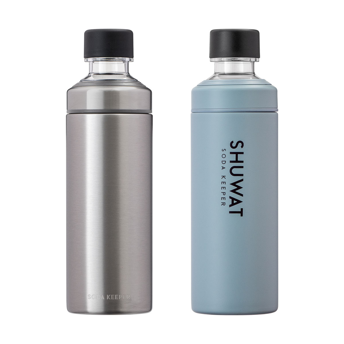 SHUWAT ソーダキーパー 炭酸飲料対応ボトル 600ml ペア 2個セット シルバー ミストブルー ASOK-700SVMBset