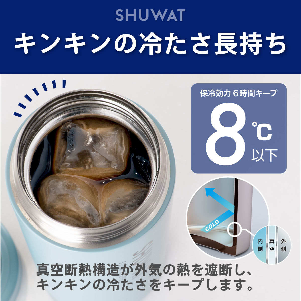SHUWAT ソーダキーパー 炭酸飲料対応ボトル 600ml ペア 2個セット シルバー ミストブルー ASOK-700SVMBset