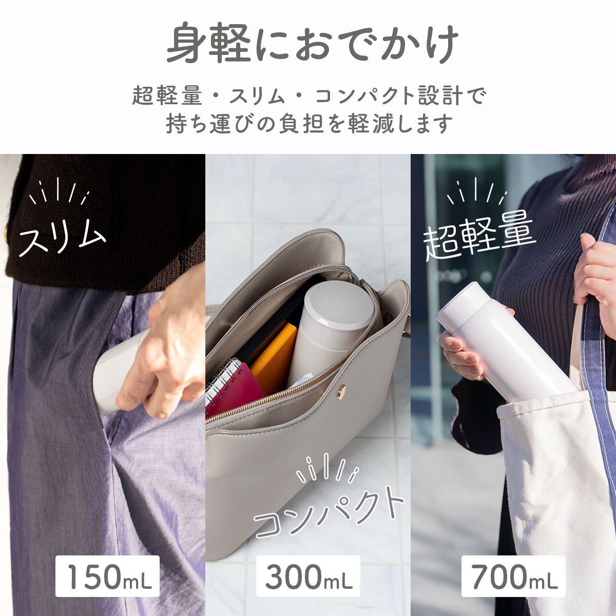 Airlist(エアリスト)超軽量スリムボトル 700ml ガンメタ ARSS-700GM