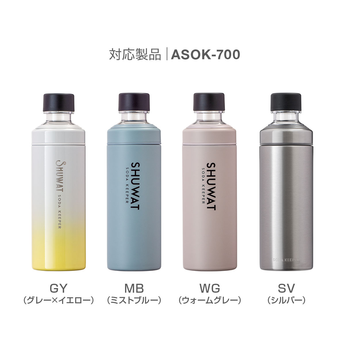 セーフリング SHUWAT ソーダキーパー 炭酸飲料対応ボトル（ASOK-700SV）用 ASOK-SRSV