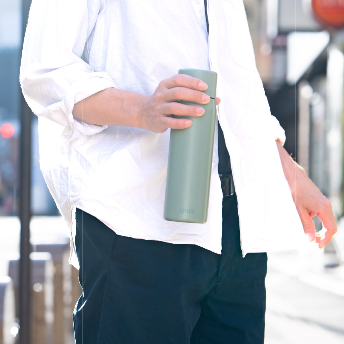 UNIR (ユニール) 洗いやすい シームレスボトル パッキン一体型 530ml スモーキーグリーン ASLB-530SGR