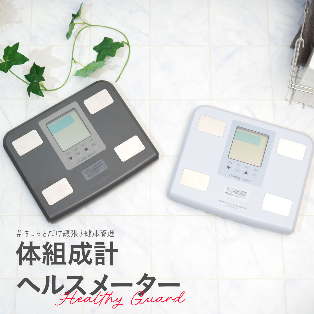 Healthy Guard（ヘルシーガード） 体組成計 ヘルスメーター AHGS-2000 ライトグレー チャコール