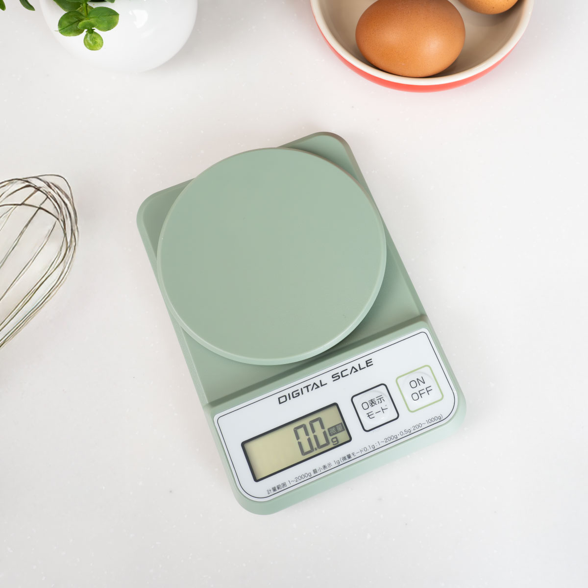 薄型デジタルキッチンスケール 2kg 3kg ホワイト チャコール ピンク
