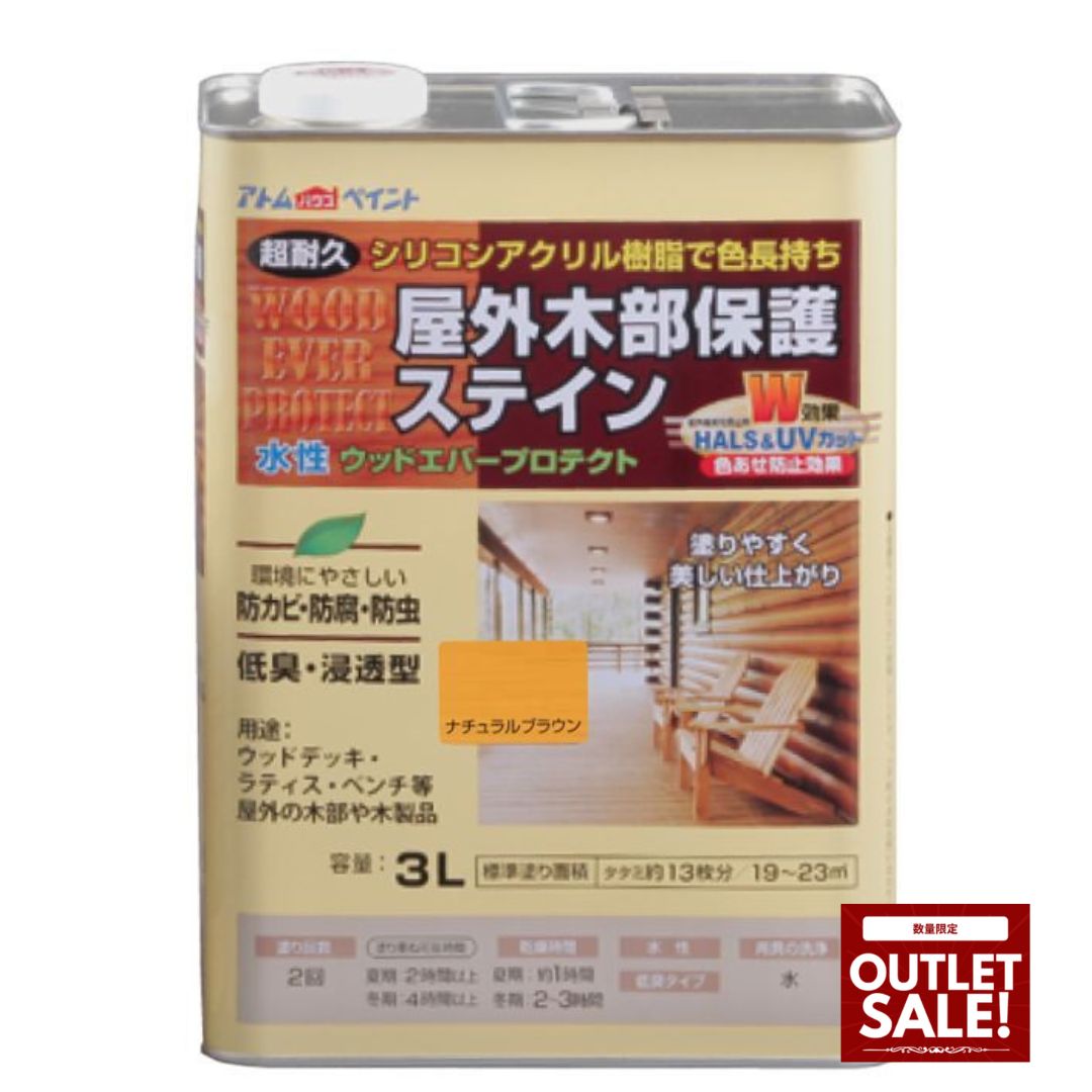 数量限定　OUTLET SALE　ウッドエバープロテクト ３L　ナチュラルブラウン