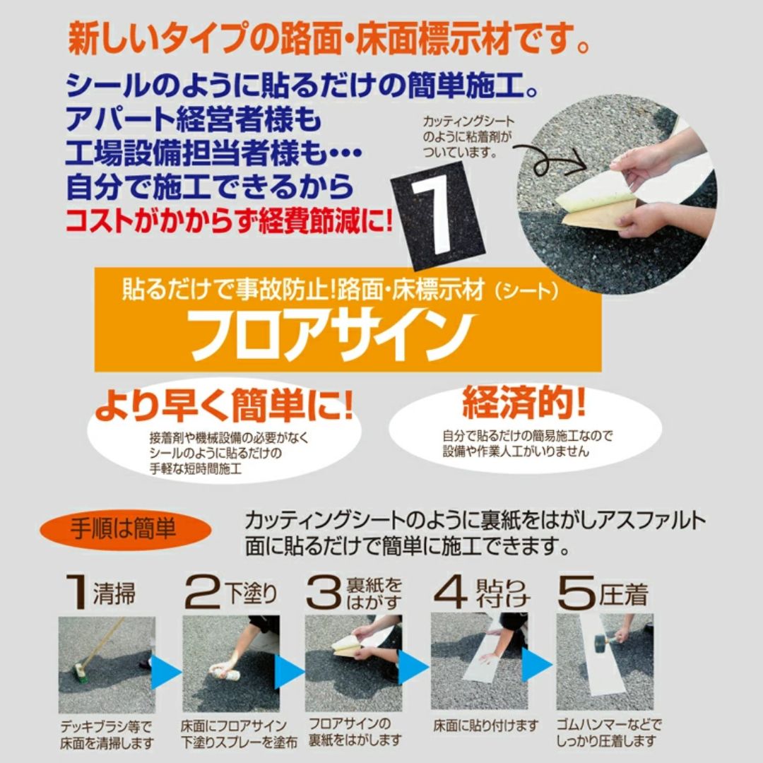 アトムハウスペイント　路面・床面表示材　フロアサイン　【貼り付けタイプ】　ライン黄　５ｃｍＸ５ｍ巻