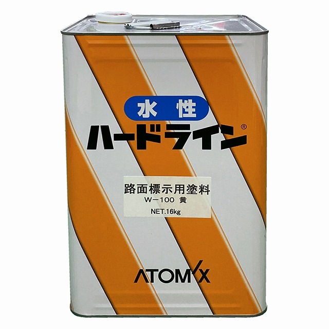 アトミクス　業務用　路面標示用塗料　水性ハードライン　Ｗ－１００　１６ｋｇ　黄