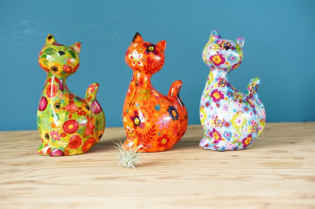 POMME PIDOU（ポンピドゥ)セラミック製貯金箱 カラフルな猫の置物セット POMME PIDOU（ポンピドゥー） セラミック製貯金箱 ねこ マネー