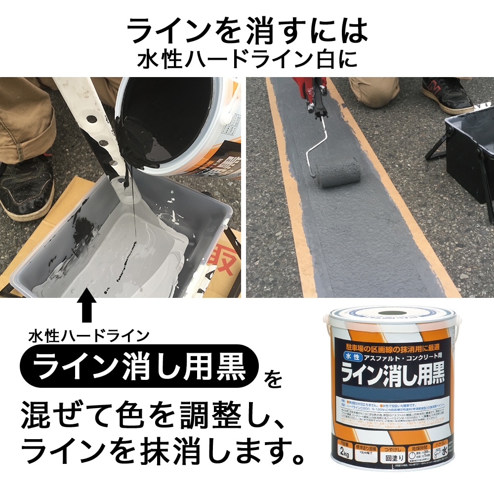 アトムハウスペイント　駐車場区画線ライン引き　道路線引き用塗料　水性ハードライン　２ｋｇ　黄