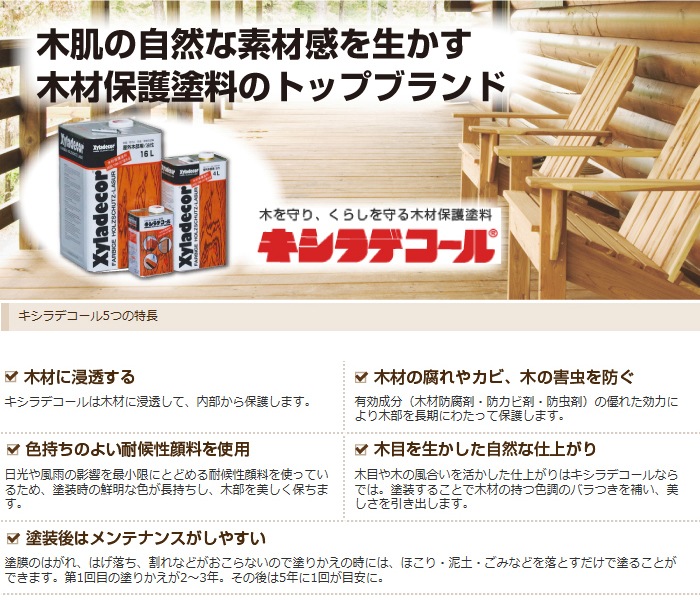 大阪ガスケミカル　木部保護塗料　キシラデコール　16L　やすらぎ