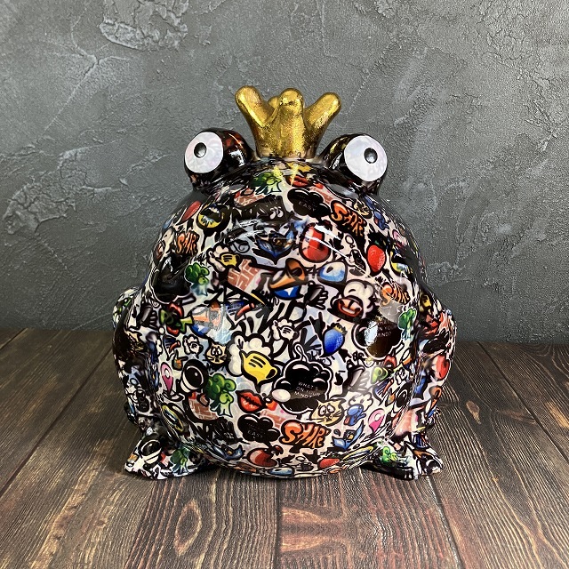 カエルの貯金箱　ポンピドゥ POMME PIDOU ポンピドゥ 貯金箱 AS302-095 9.5cm 陶器製 かえる