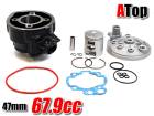 ATop エートップ ボアアップ シリンダーキット Aprilia アプリリア RS50 AM5 AM6用 47mm 67.9cc 47φボア ヘッド付き カスタム パーツ|シリンダー|エンジン関連