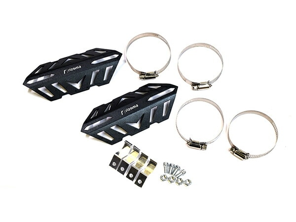 アルミ削り出し フロントフォークガード パイプガード ホースバンド付き カスタム パーツ