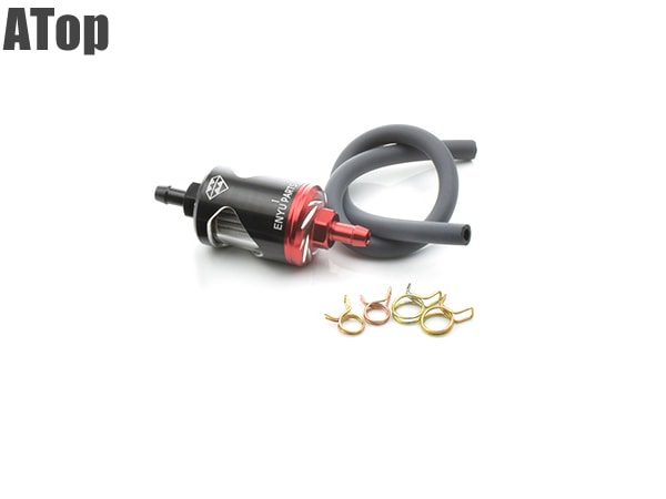 アルミ削り出しの 燃料フィルター ガソリンフィルター 8mmホース対応 全長88mm カスタム パーツ