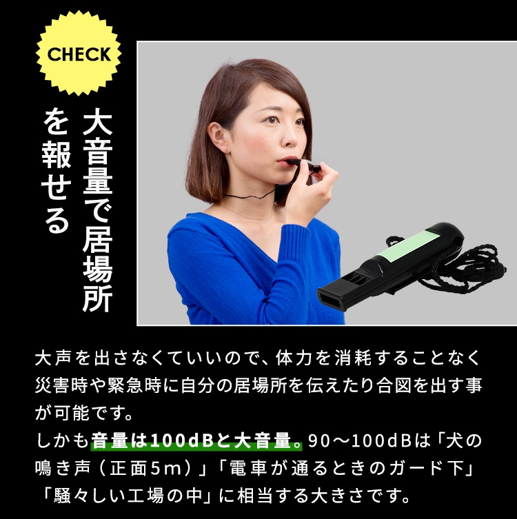 蓄光ホイッスル【100db大音量タイプ】【メール便対応 12個まで】送料無料