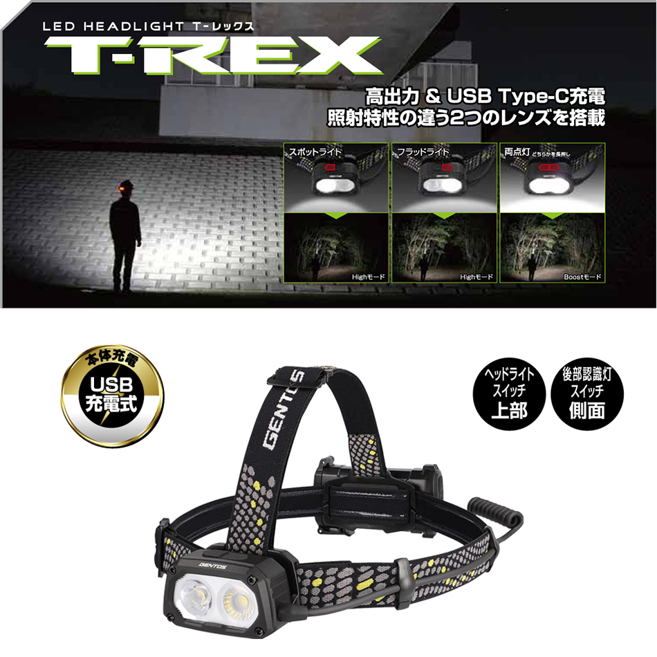 GENTOS T-REX ヘッドライト TX-043R GENTOS T-REX ヘッドライト TX-043R