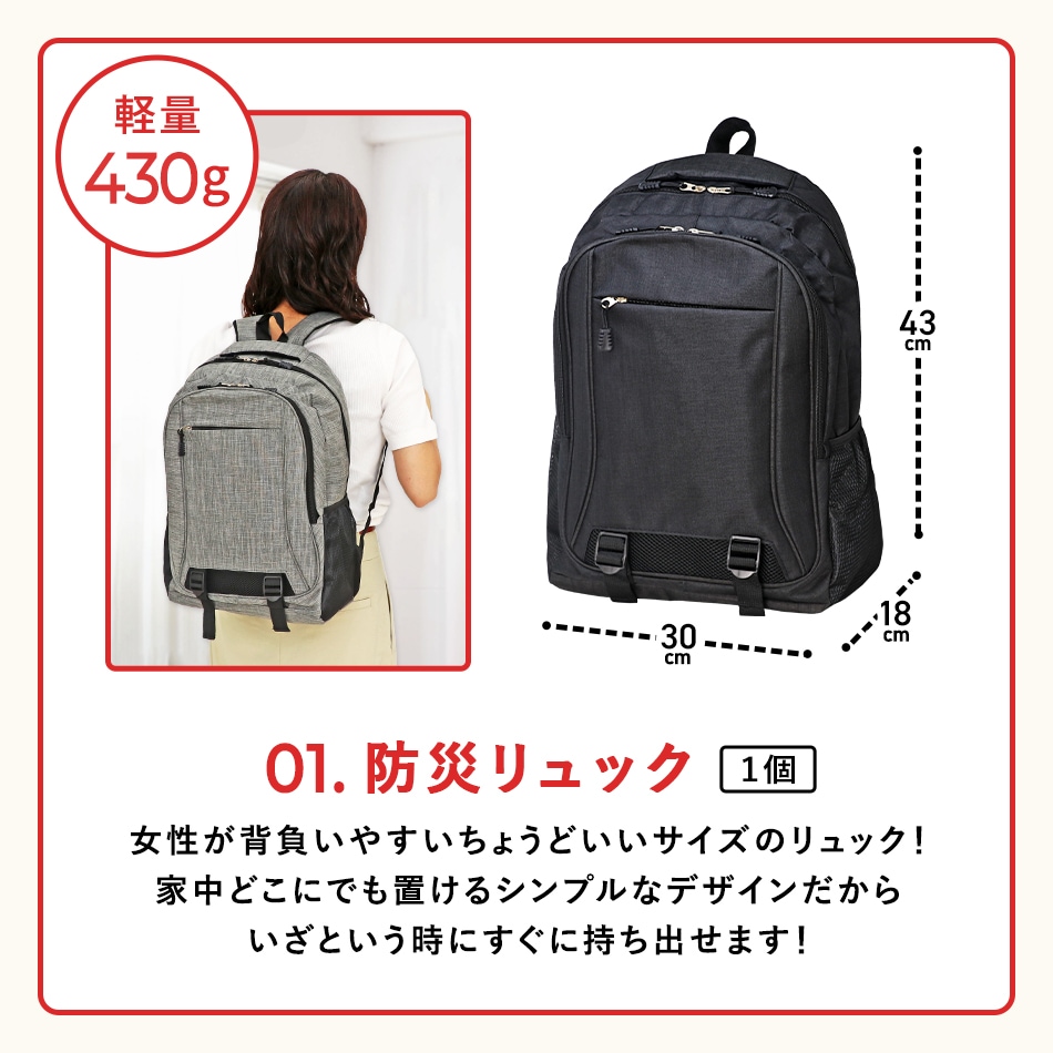 防災セット【 1人用】 セービング 防災グッズ リュック