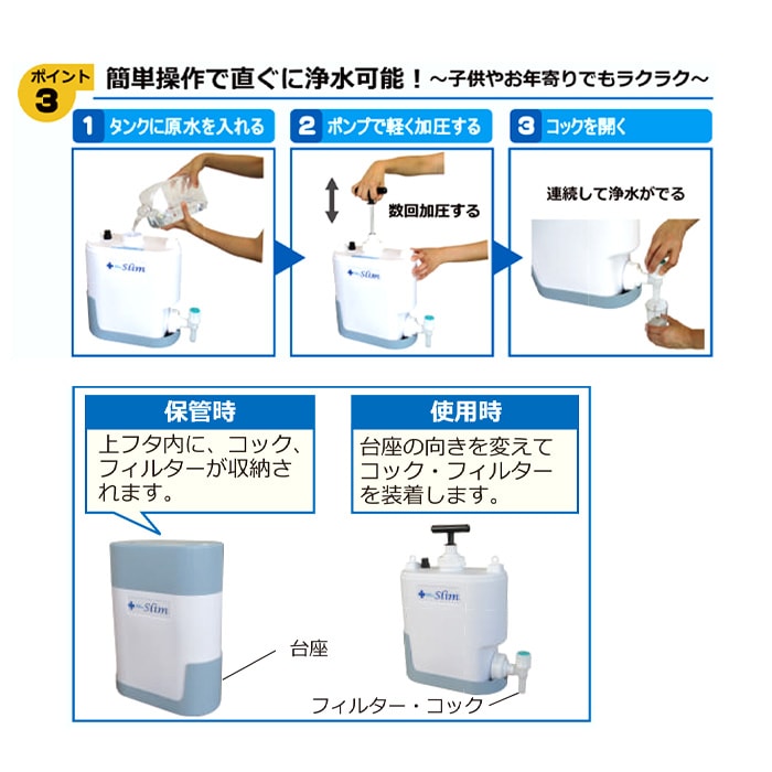 非常用浄水器/コッくん飲めるゾウ スリム/防災/避難【未開封品】MJSL-01 非常用浄水器 コッくん飲めるゾウ スリム MJSL-01 : 防災・防犯