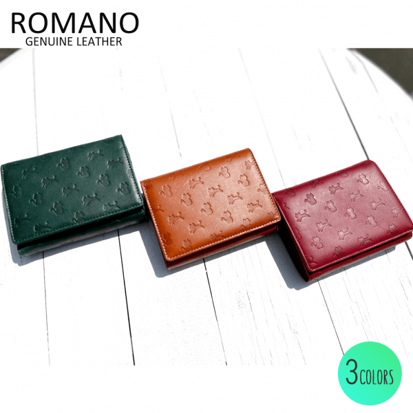 ROMANO（ロマノ）二つ折り財布( ネコ型押し )