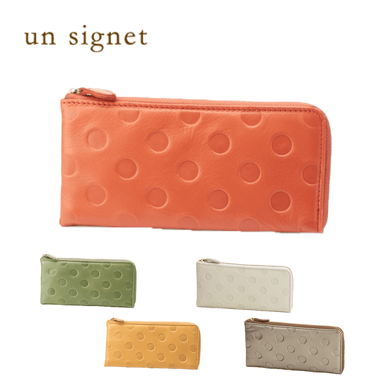 un signet（アンシグネ）ドット柄L字ファスナー長財布本革