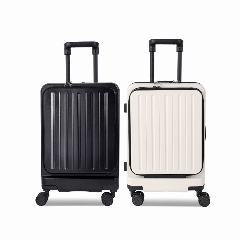 Dimitra　スーツケース　ADIM-FO　Sサイズ　ブラック　クリーム　38リットル　機内持ち込み　キャリーケース　フロントオープン　静音キャスター　TSAダイヤル式ロック