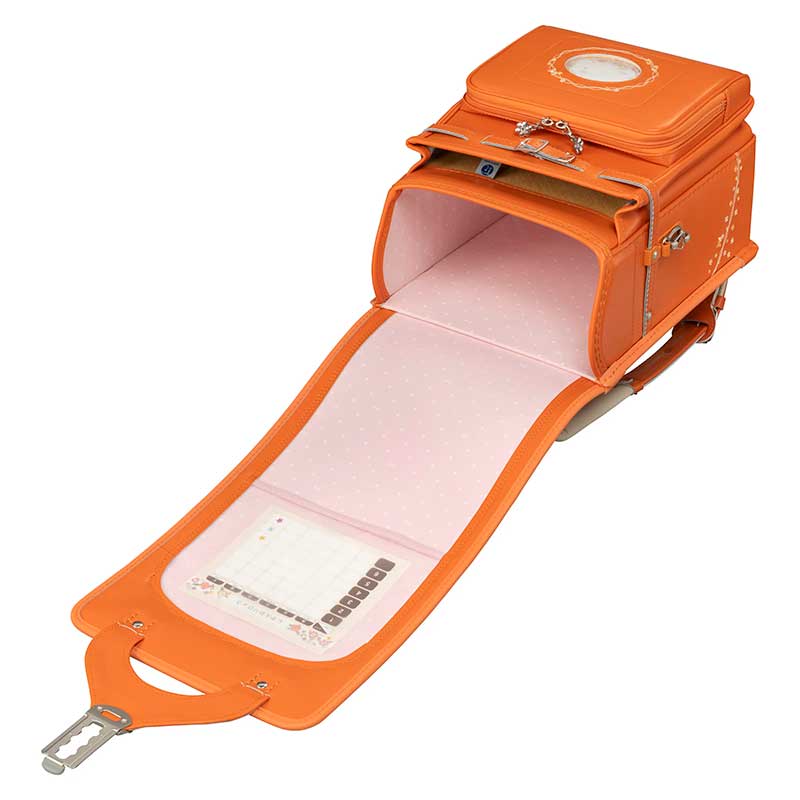 フィットちゃんランドセルプティガール(オレンジ×オレンジ）安ピカッタイプ＋楽ッション　