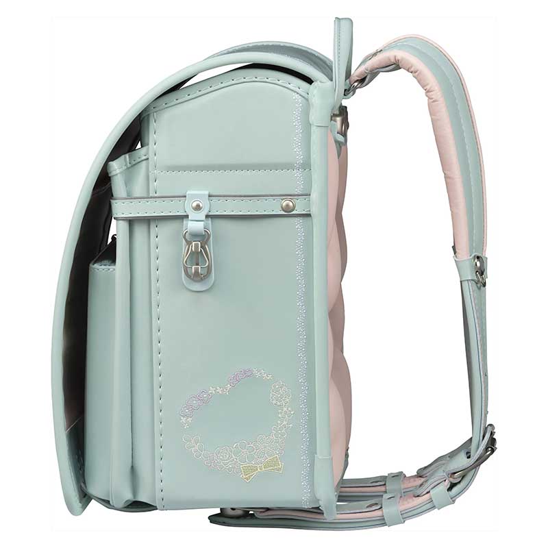 フィットちゃんランドセルルル・フラワー(ミント×ミント)安ピカッタイプ+楽ッション軽量タイプ