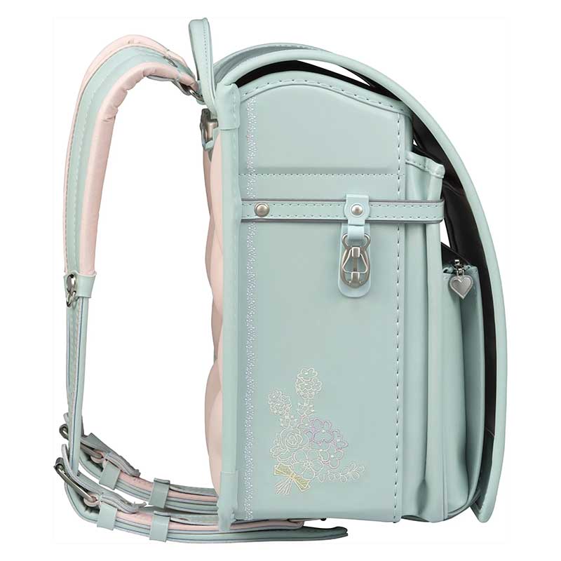 フィットちゃんランドセルルル・フラワー(ミント×ミント)安ピカッタイプ+楽ッション軽量タイプ