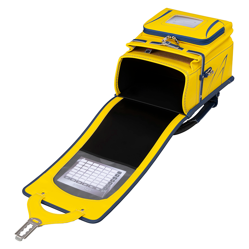 フィットちゃんランドセルビークリー(イエロー×ネイビーブルー)安ピカッタイプ＋楽ッション　