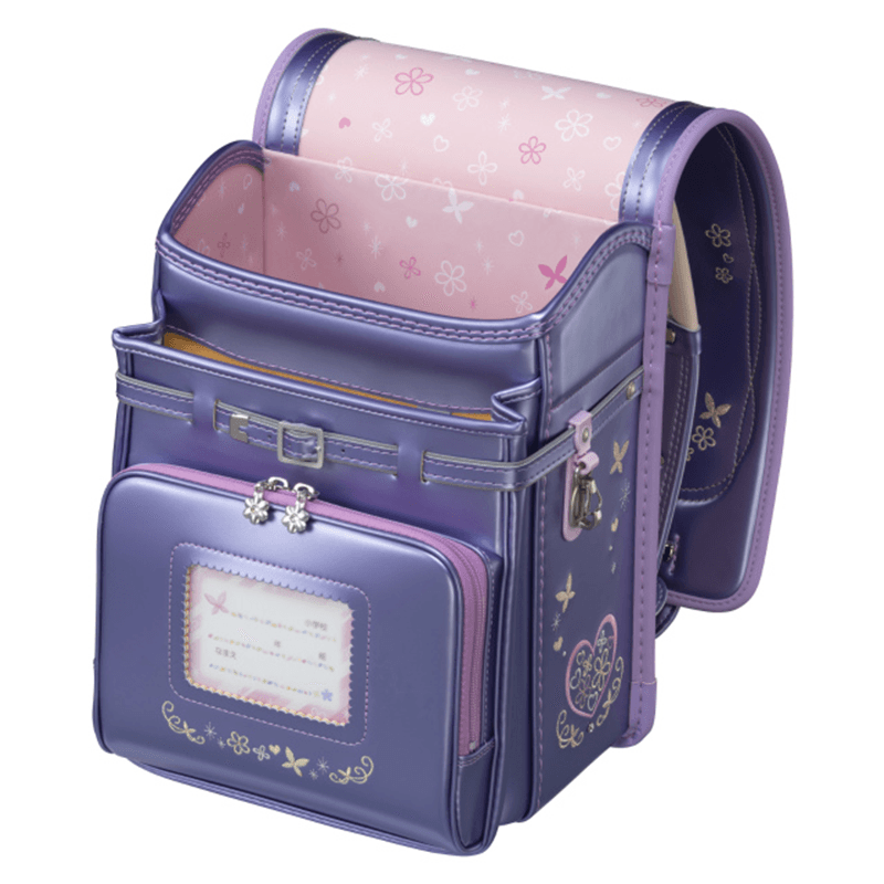 フィットちゃんランドセルプラチナフラワー(パールラベンダー×ラベンダー)安ピカッタイプ+楽ッション