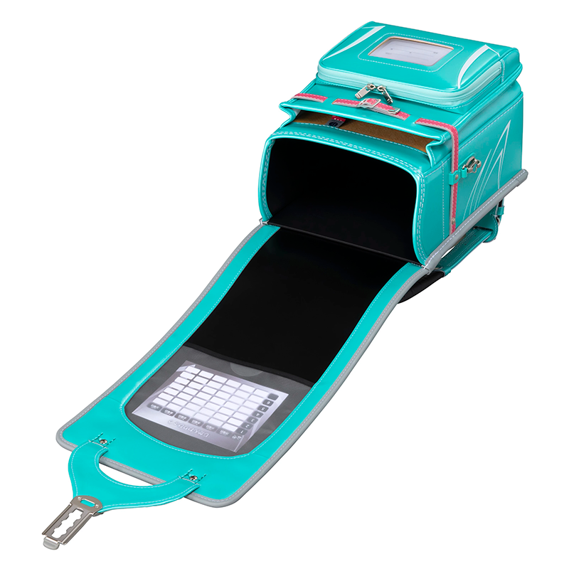 フィットちゃんランドセルビークリー(パールエメラルド×アッシュグレー)安ピカッタイプ＋楽ッション　