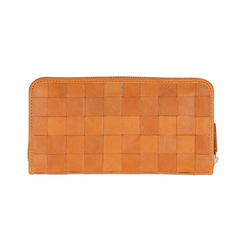 zucchero filato（ズッケロフィラート）本革ポケット付きラウンド長財布ブラウン