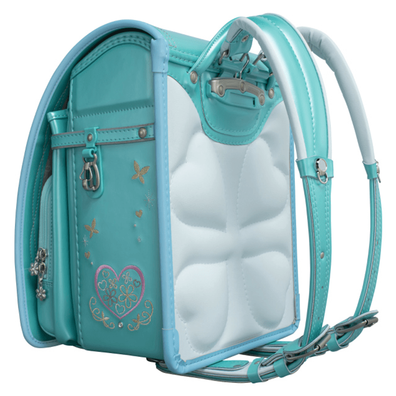 フィットちゃんランドセルプラチナフラワー(パールエメラルド×アクア)安ピカッタイプ+楽ッション