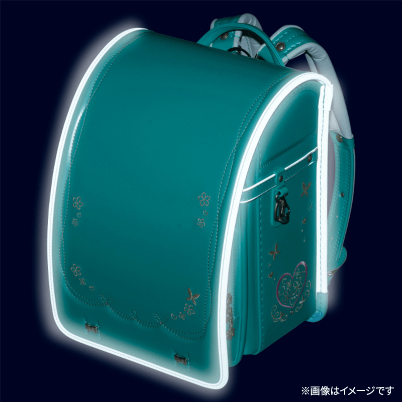フィットちゃんランドセルプラチナフラワー(パールエメラルド×アクア)安ピカッタイプ+楽ッション