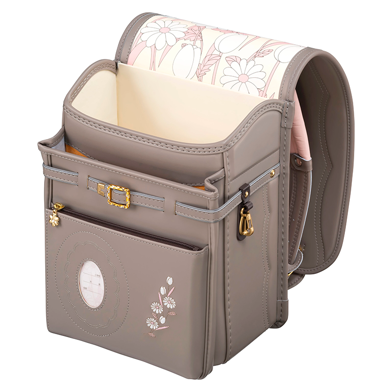 フィットちゃんランドセルフロル(スモークブラウン×スモークブラウン)安ピカッタイプ＋楽ッション