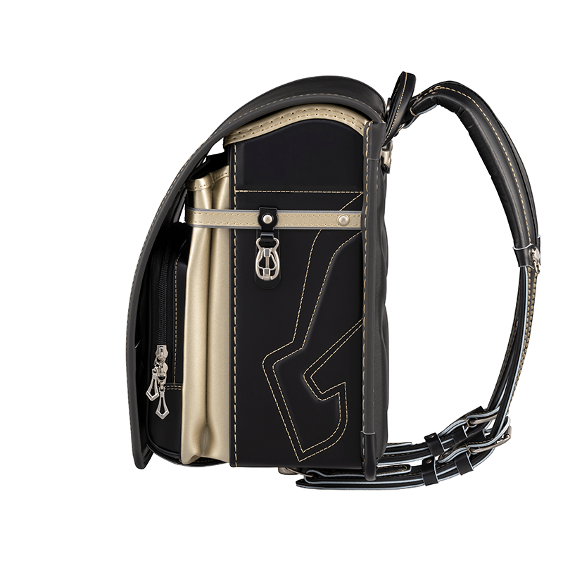 フィットちゃんランドセルハンサムボーイ楽ッション(クロ×メタルグレー)安ピカッタイプ＋楽ッション